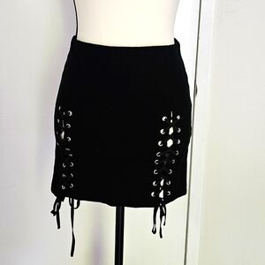 TOBI Black Lace-Up Mini Skirt